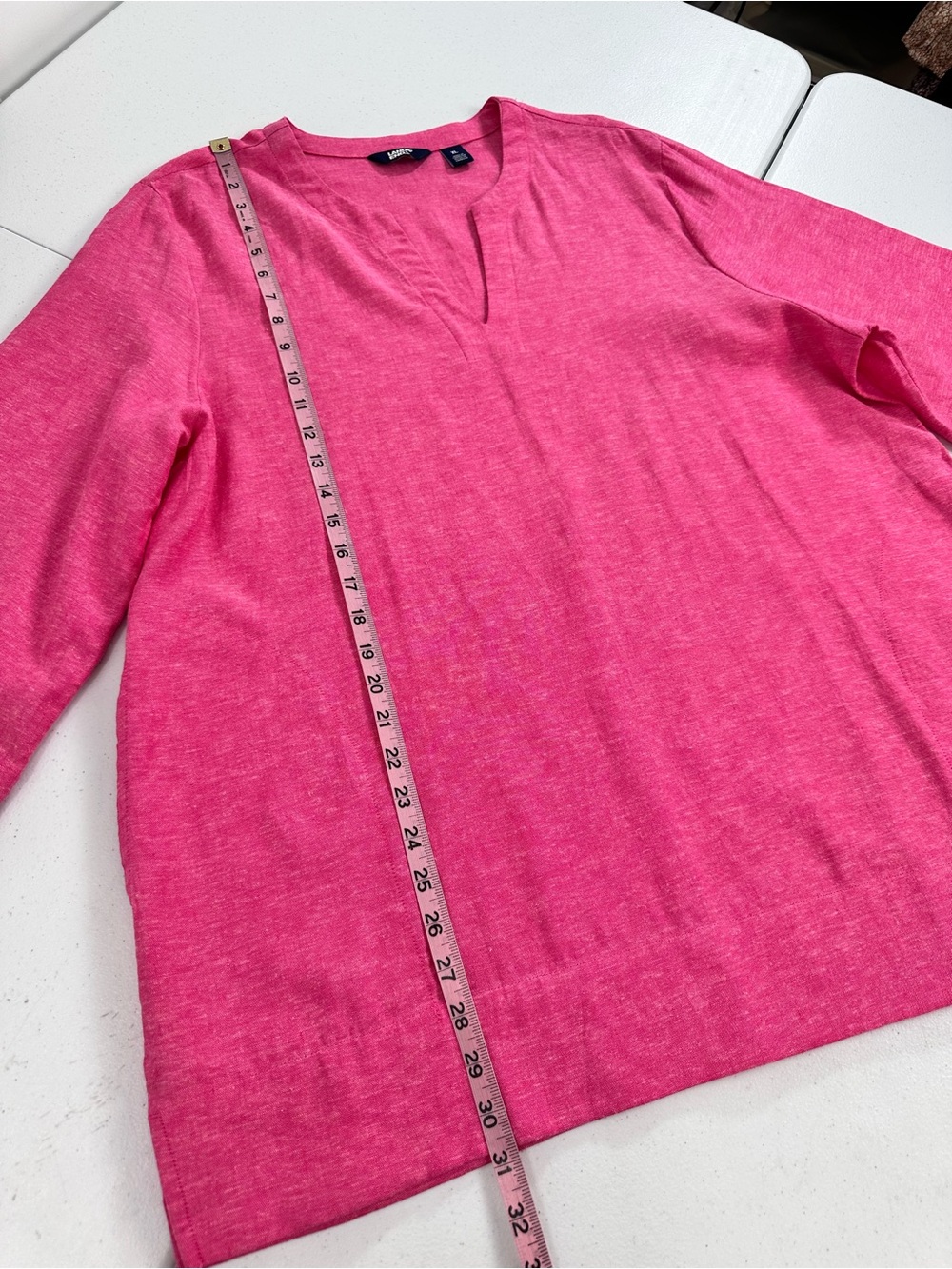 Lands' End Linen Blend Tunic‎ Pink Resort Coastal Grandma Vacation Beach XL - Picture 7 of 13